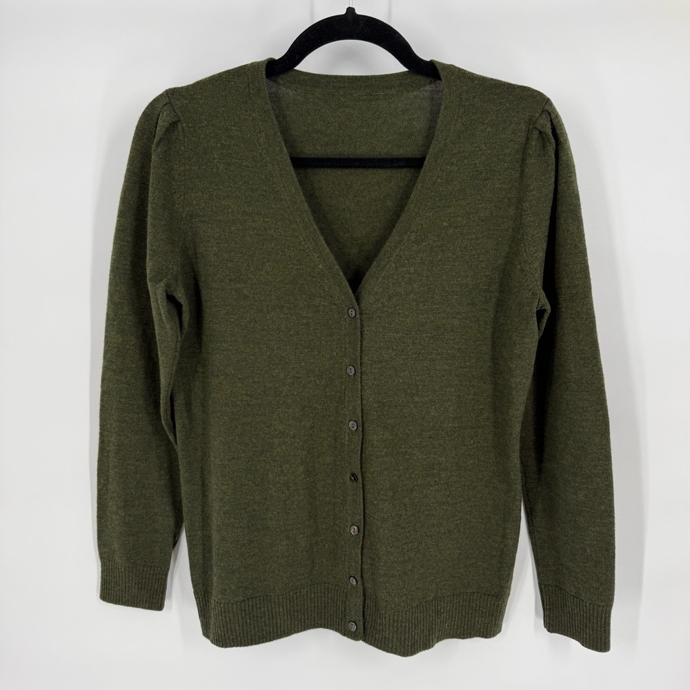 Button Front Knit Cardigan V Neck‎ Long Sleeve Lightweight Preppy Academia Layer
